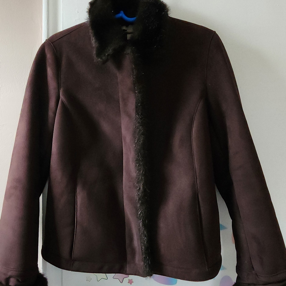 Ann Taylor Chocolate Brown Faux Fur Jacket